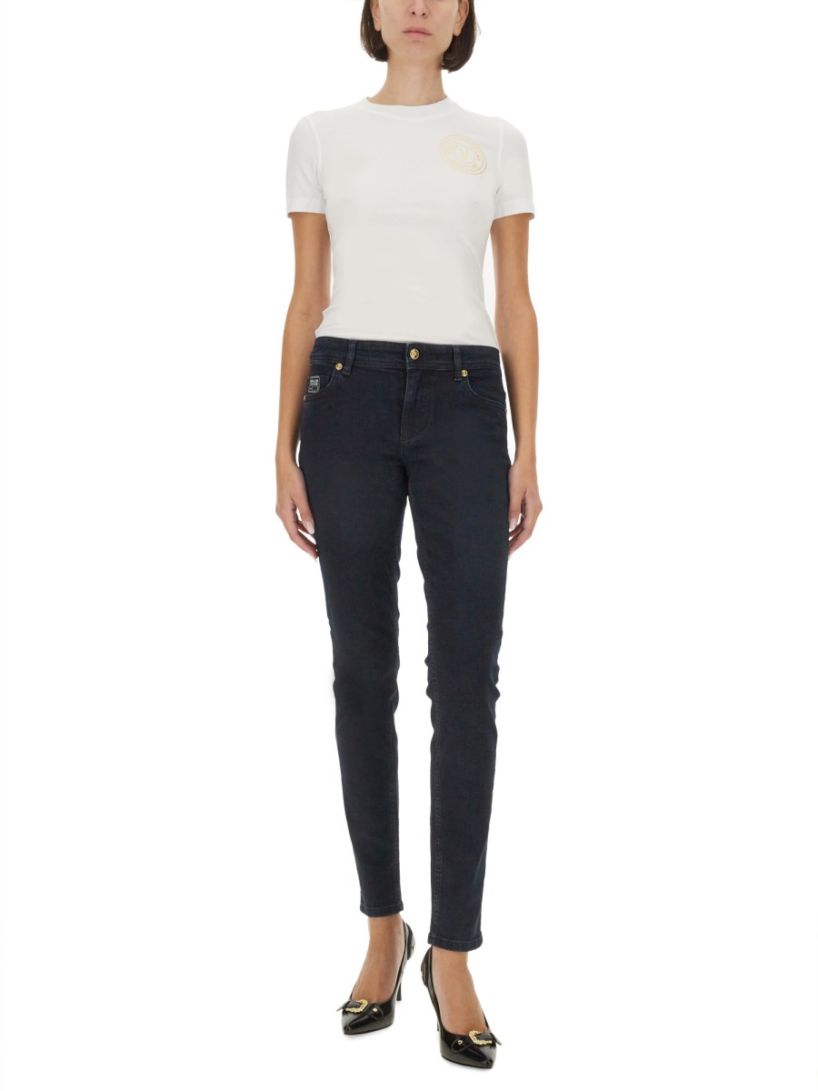 VERSACE JEANS COUTURE T-SHIRT IN JERSEY DI COTONE CON LOGO Offerta speciale della fabbrica