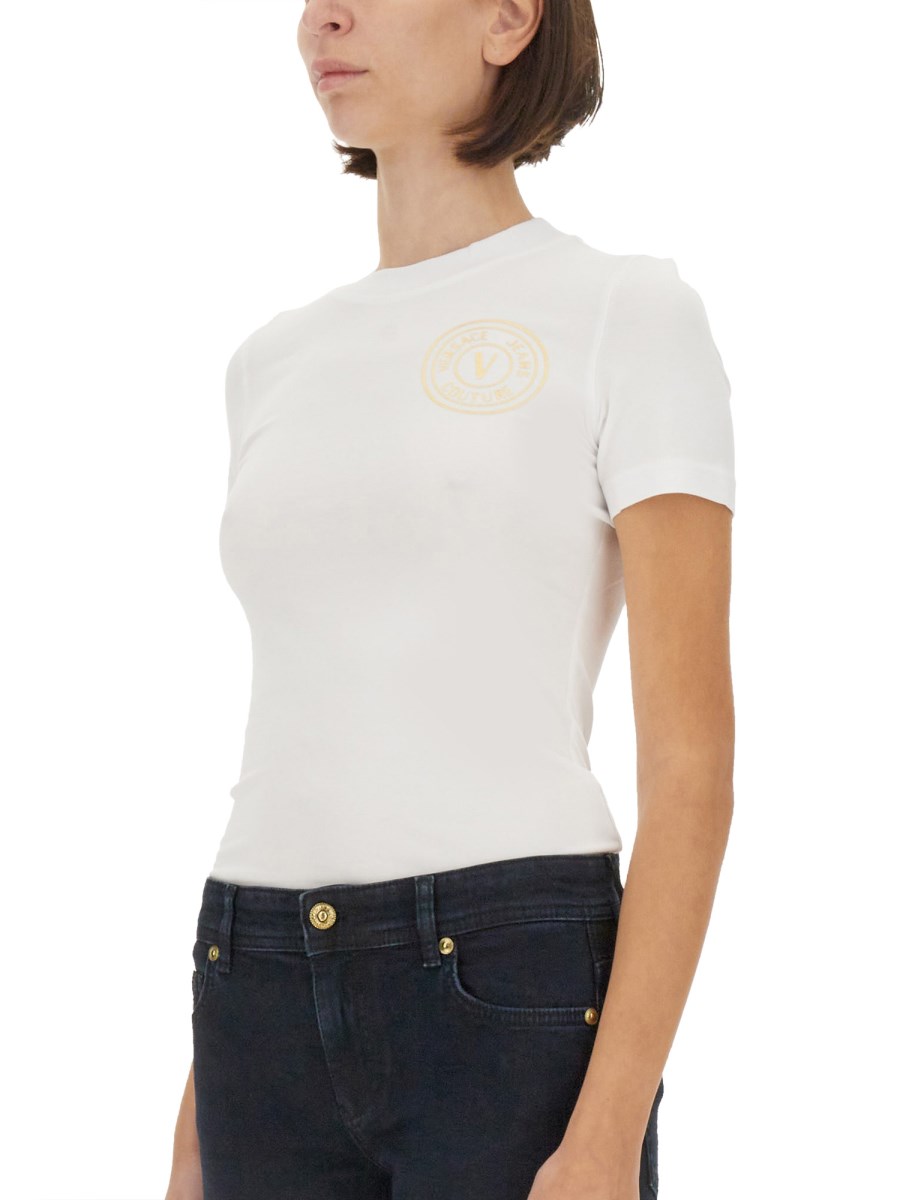 VERSACE JEANS COUTURE T-SHIRT IN JERSEY DI COTONE CON LOGO Offerta speciale della fabbrica