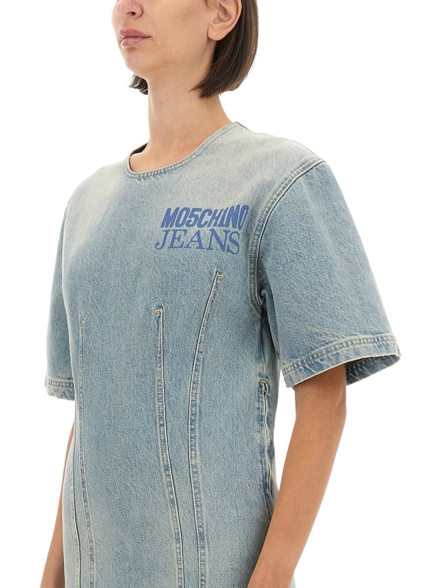 MOSCHINO JEANS ABITO MINI IN DENIM SMART CODES Enormi sconti