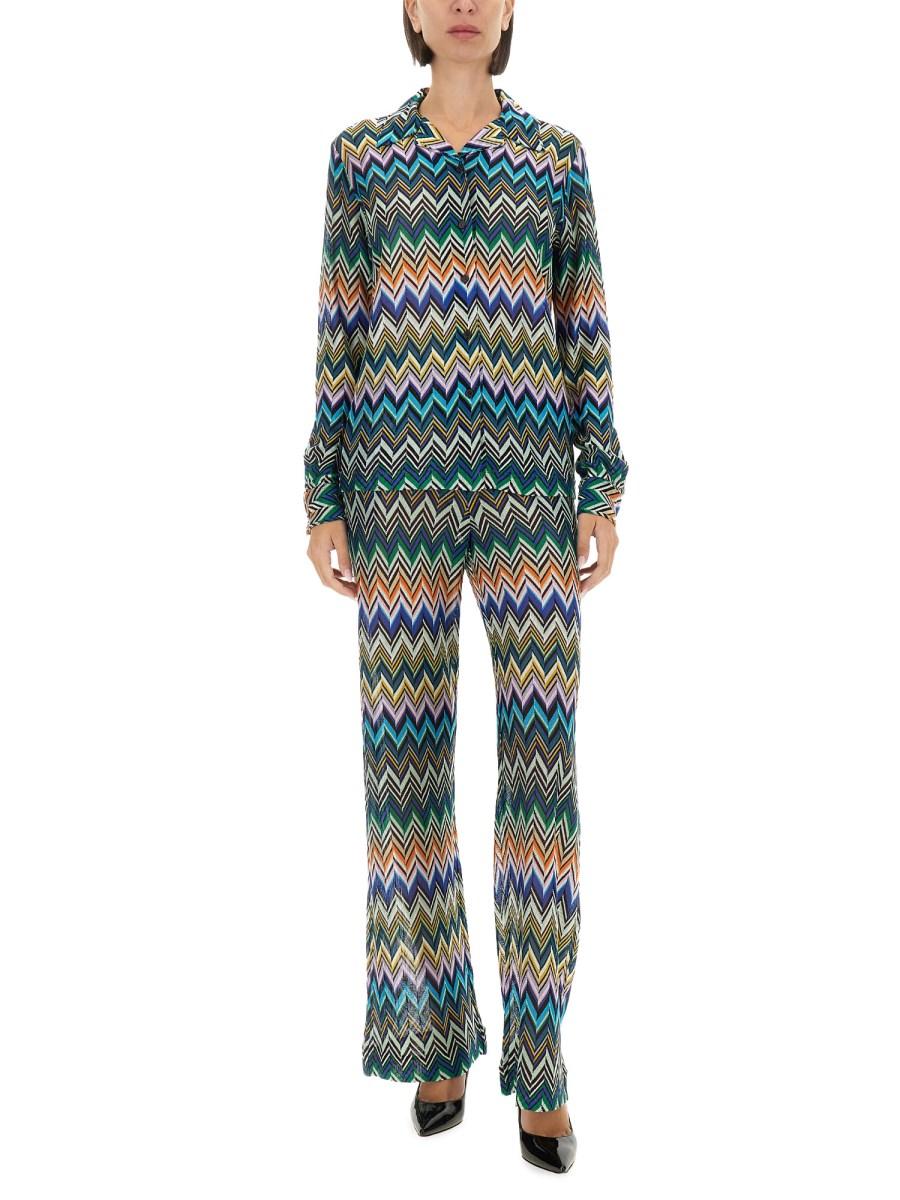 MISSONI PANTALONE DRITTO CON ZIG ZAG SFALSATO IN VISCOSA Trasporto libero internazionale
